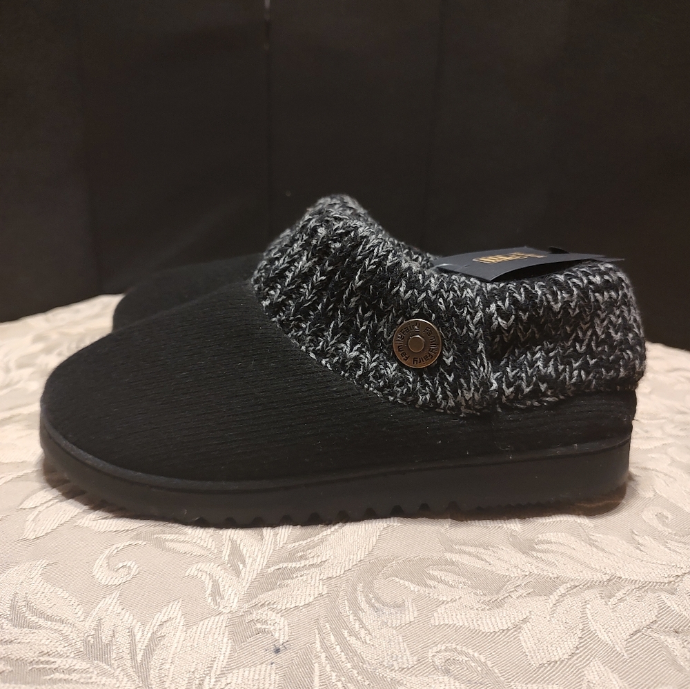 🐼🖤🐼 NWT Cozy Warm Fleece & Knit Indoor/Outdoor Clog Slippers House Shoes - M